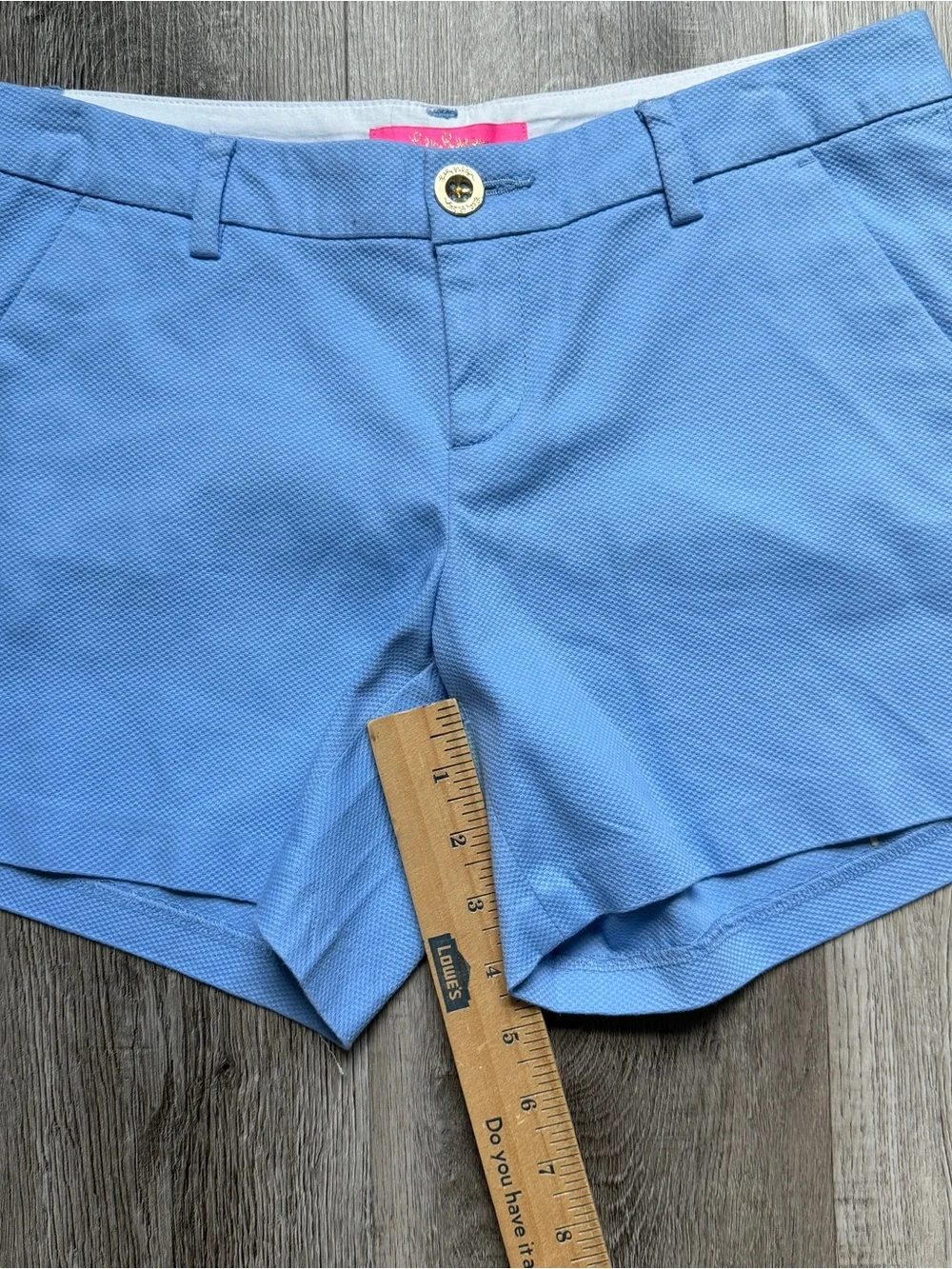 Lilly Pulitzer Blue Piqué Chino Shorts Size 4 Stretch Pockets - 0166